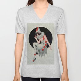 “Pierrot in the Vineyards” by Maurice Pepin V Neck T Shirt