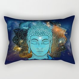 Blue Face of Buddha in the Galaxy Rectangular Pillow