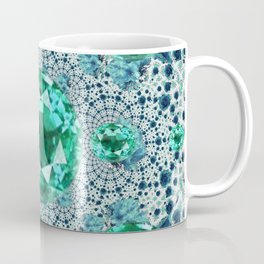 Emerald Gems May Birthstones Optical Pattern Coffee Mug | Maybirthstones, Abstract, Aquastones, Green, Acrylic, Pattern, Gemstones, Facetedgems, Painting, Digital 