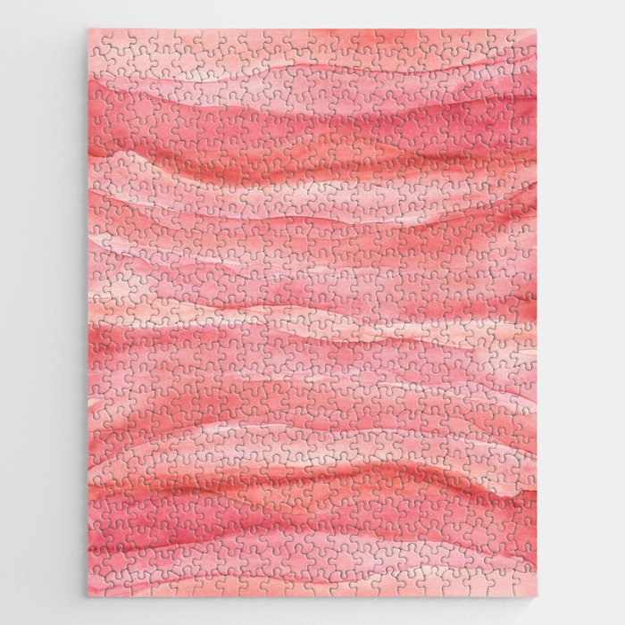 Watercolor Layers - Coral Pink Jigsaw Puzzle
