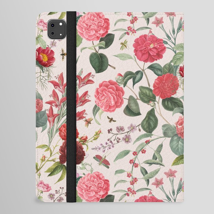 Blooming Spring Summer Pink Rose Garden light pastel colors pattern  iPad Folio Case