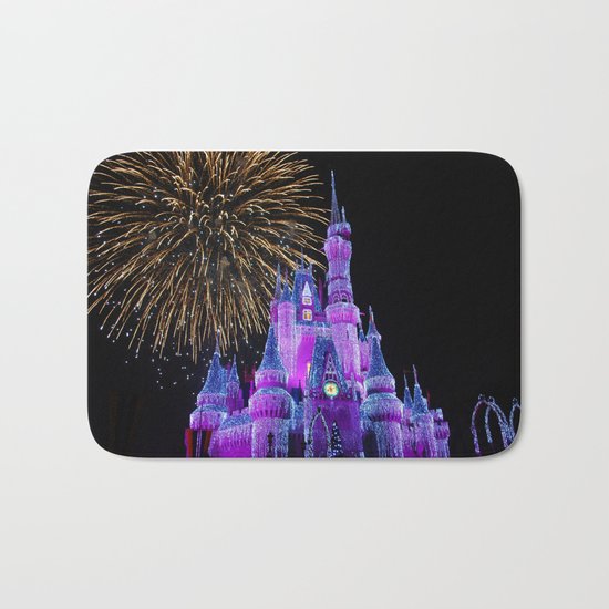 Disney Magic Kingdom Fireworks at Christmas - Cinderella Castle Bath Mat