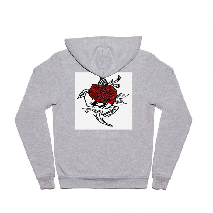 skull and red rose Hoody
