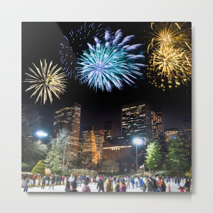 central park with fireworks  Metal Print