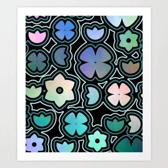 Doodle flowers Art Print
