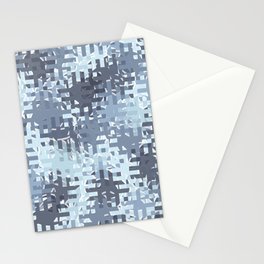 Blue pixels and dots Stationery Card