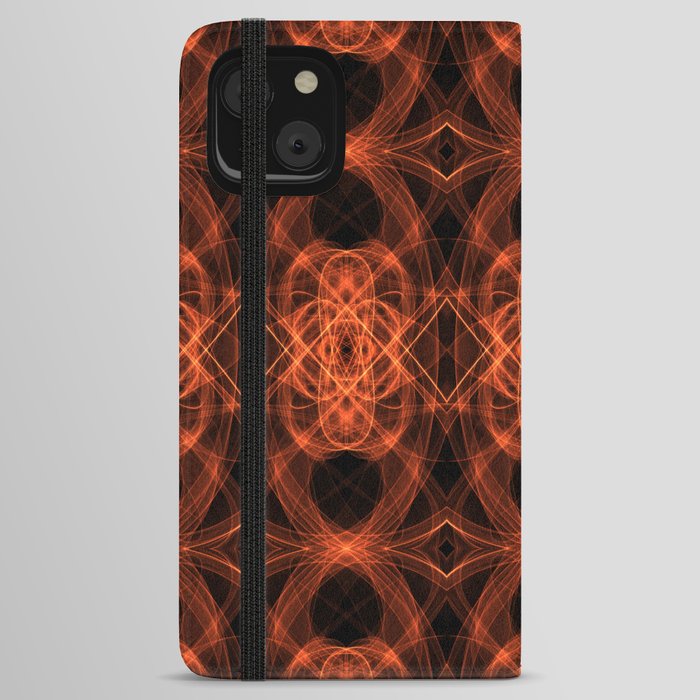Liquid Light Series 5 ~ Orange Abstract Fractal Pattern iPhone Wallet Case