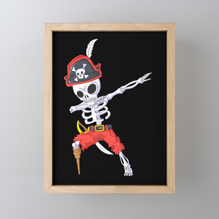 pirate skeleton dabbing Framed Mini Art Print