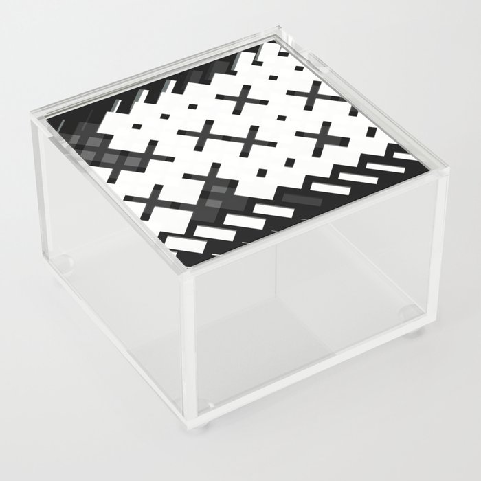 Black and white abstract of geometric patterns Acrylic Box