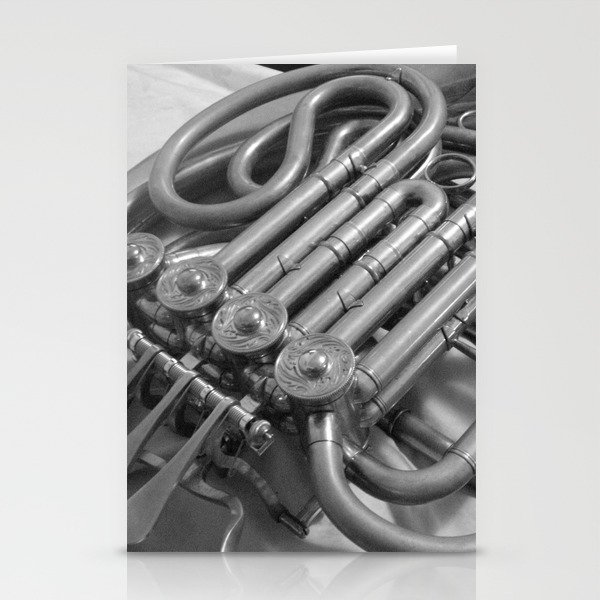 french horn in monochrome Stationery Cards