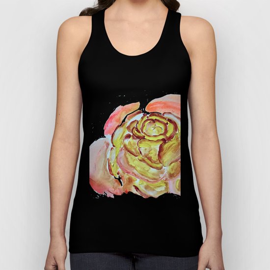 Yellow Greenery Rose Floral Unisex Tank Top