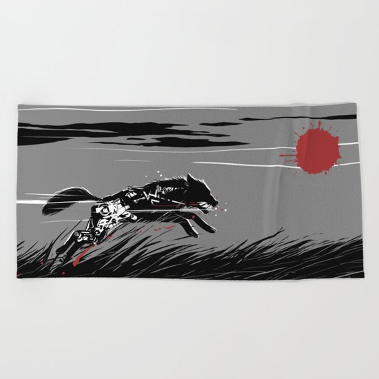 Mecha Wolf Beach Towel