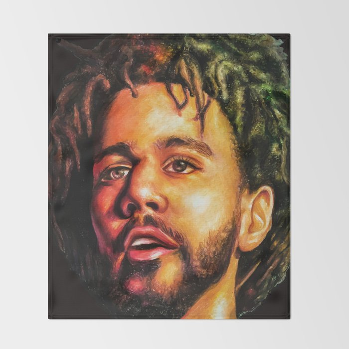J Cole Potrait Throw Blanket By Mad Hubb Art Society6