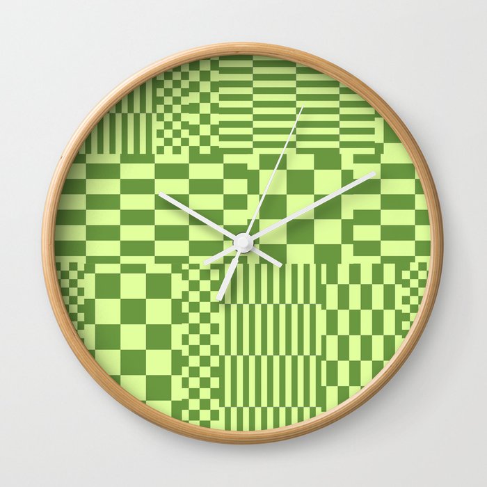 Glitchy Checkers // Pear Wall Clock
