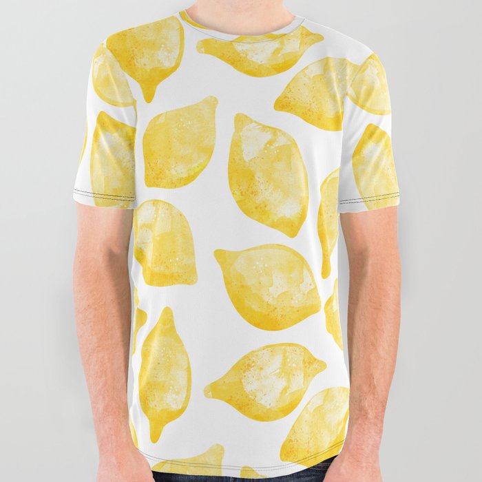 Lemons Watercolor All Over Graphic Tee