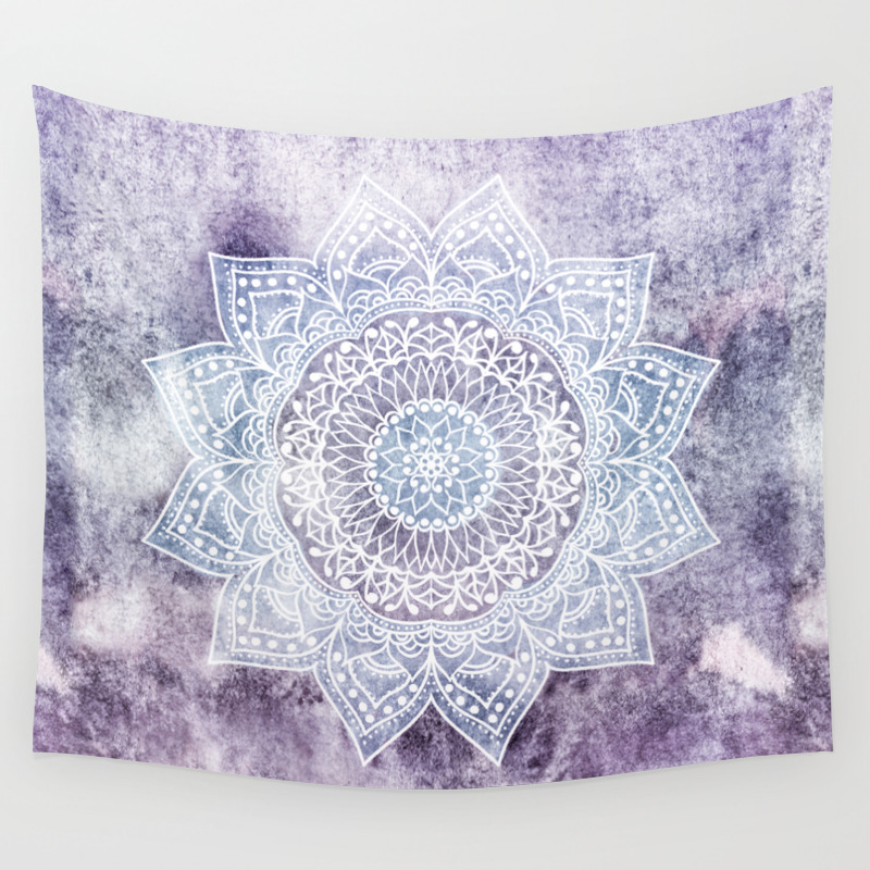 purple and grey tapestry