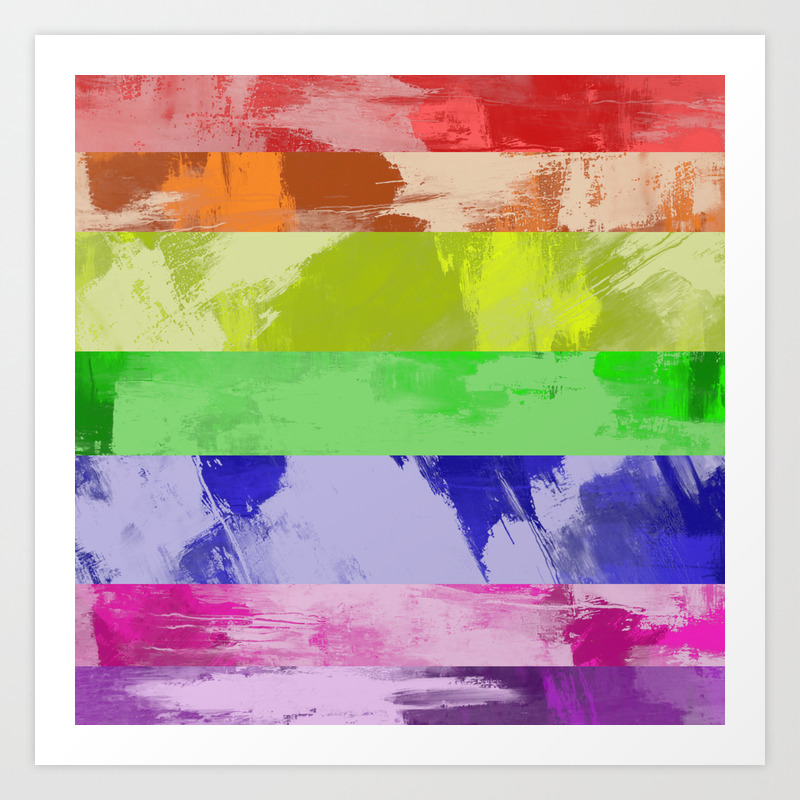 Rainbow Stripes Abstract Textured Red Orange Yellow Green Blue Indigo Violet Artwork Art Print By Printpix Society6