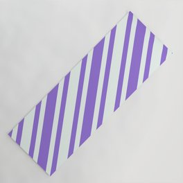 [ Thumbnail: Purple and Mint Cream Colored Pattern of Stripes Yoga Mat ]