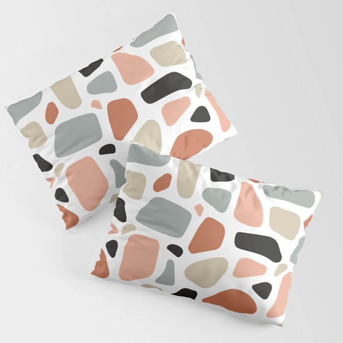 Abstract organic flat terrazzo shapes seamless pattern Pillow Sham
