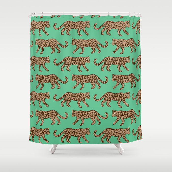 Kitty Parade - Classic on Jungle Green Shower Curtain