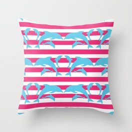 Blue Dolphin Throw Pillow