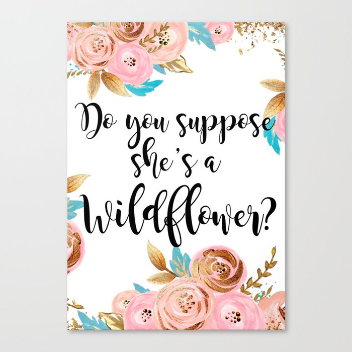 Blush and gold wildflower Canvas Print