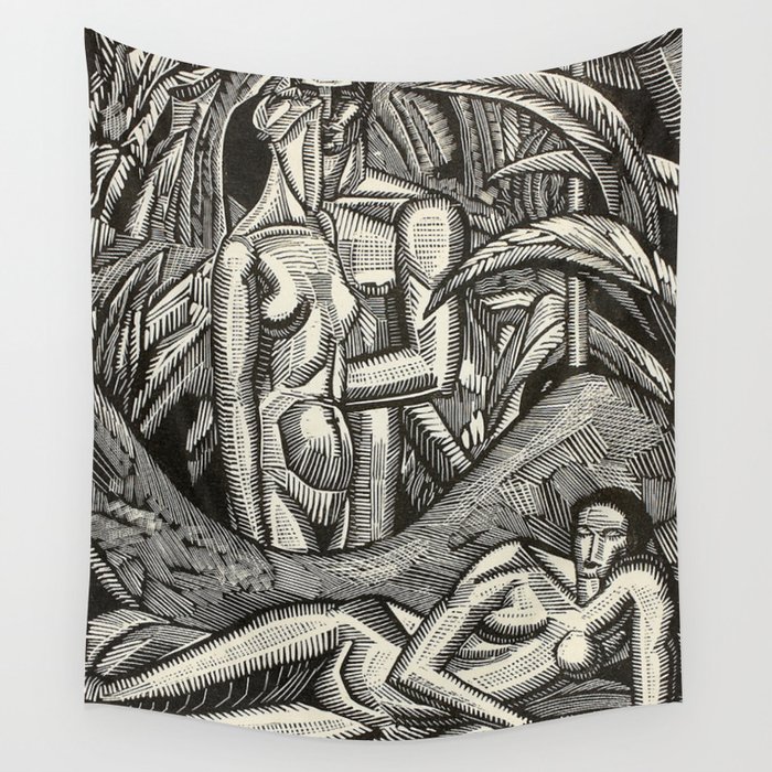 Contemplation, Engraving from Song of Solomon, 1929 by Cecil Buller Wall Tapestry