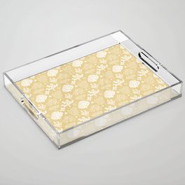 Beige And White Coral Silhouette Pattern Acrylic Tray