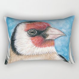 European Goldfinch Watercolor Bird Art  Rectangular Pillow