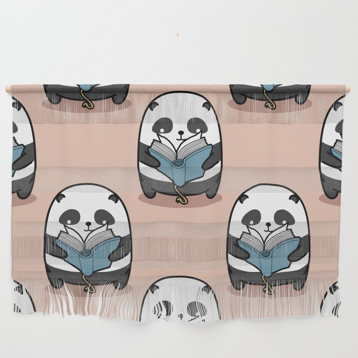 Panda is Reading Book Pattern Wall Hanging