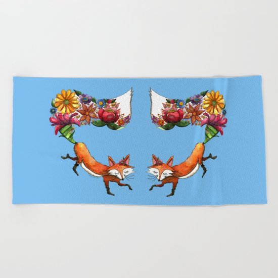 Hunt Flowers Not Foxes Beach Towel