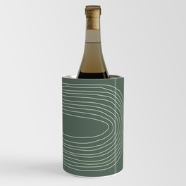 Hand drawn Geometric Lines in Forest Green 4 Wine Chiller