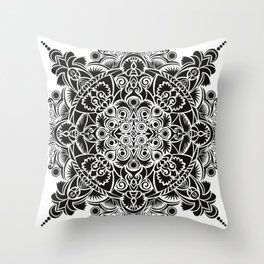 Mandala pattern #33 - dark version Throw Pillow