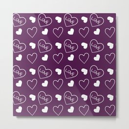 Valentines Day White Hand Drawn Hearts Metal Print