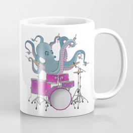 Octopus Playing Drums - Blue Coffee Mug