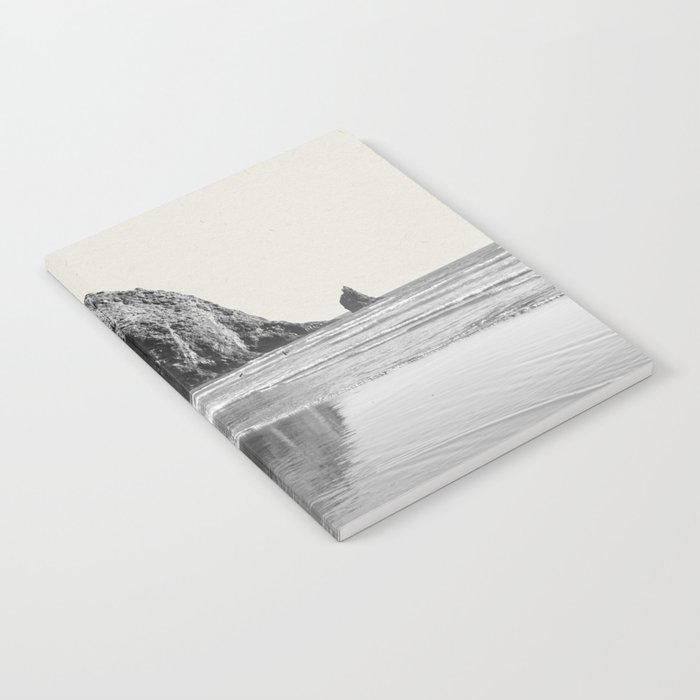 Cannon Beach Haystack Black and White Notebook
