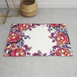 Roses wreath - Pink and blue Roses Rug