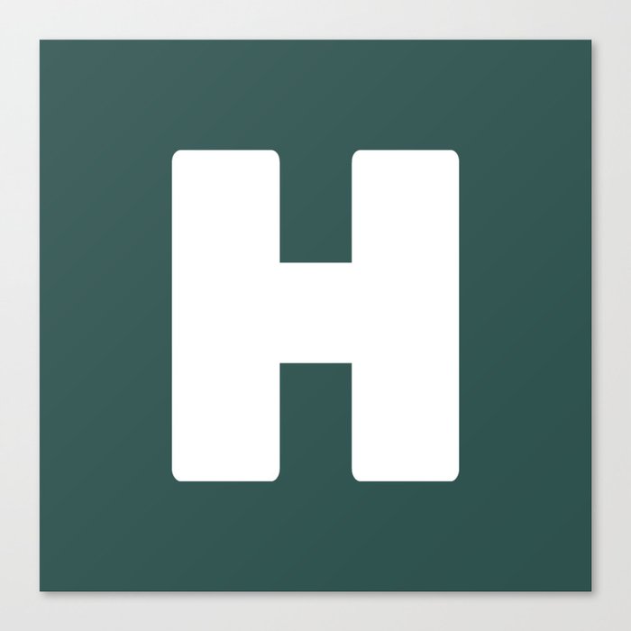 H (White & Dark Green Letter) Canvas Print