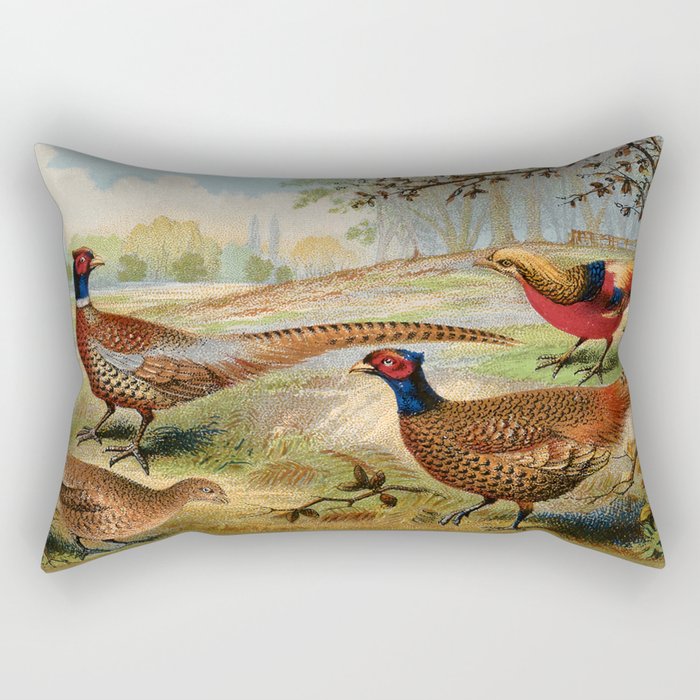 Vintage Pheasants Rectangular Pillow