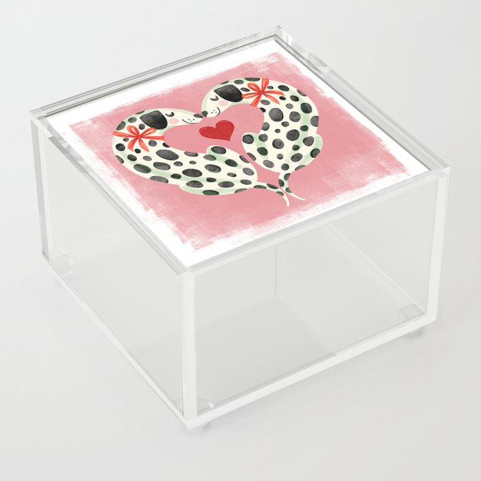 Dalmatians in Love - Dogs and Hearts - Pink Acrylic Box