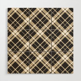 Black brown gingham checked Wood Wall Art