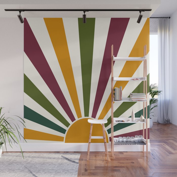Multicolor retro Sun design 5 Wall Mural