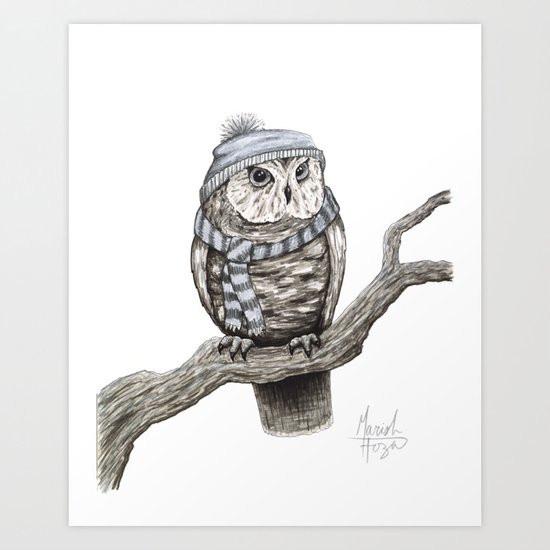 Scarf Owl Art Print
