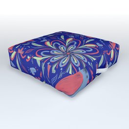 Flower mandala with bird  Outdoor Floor Cushion