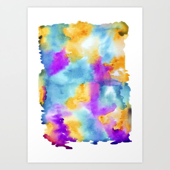 Colorful sunset water. Watercolor texture. Art Print