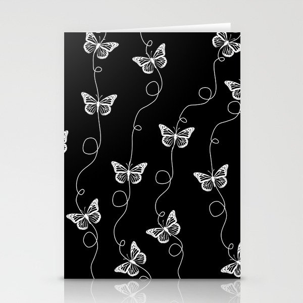 Black and White Butterfly Pattern Stationery Cards