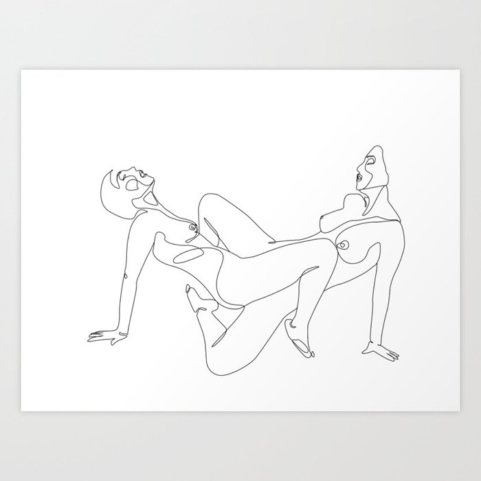 Sensual Lesbian sex Lovers Minimalist Line Drawing Art Print by GraphicWorldGifts Society6 pic