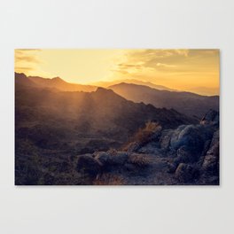 View Across Sonora Desert to Mountains in Near Palm Springs California at Sunset Canvas Print