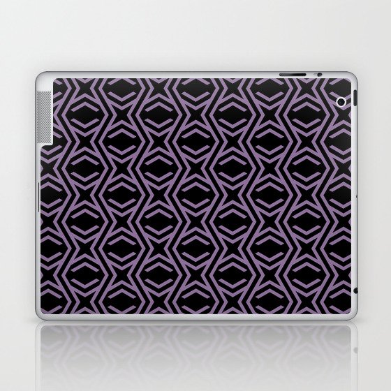 Black and Purple Zig-zag Stripe Star Pattern Pairs Coloro 2022 Popular Color Lavender Silk 138-48-19 Laptop & iPad Skin