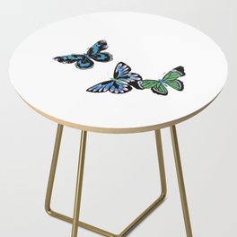 Vintage Watercolor Painting Of Japanese Butterfly  Side Table
